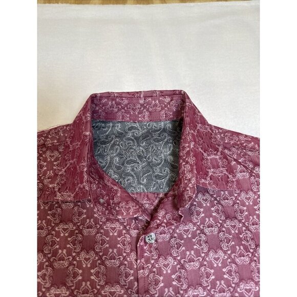 Tasso Elba Shirt Mens Sz Small Pink Graphic Cotton Blend Button Up Long Sleeve - Picture 4 of 7
